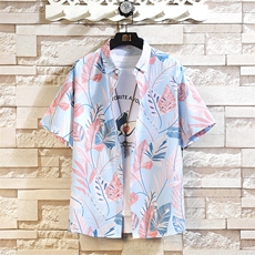 大码花衬衫男短袖夏季痞帅休闲上衣服外套翻领衬衣A012/824P35，男装衬衫，电商A012