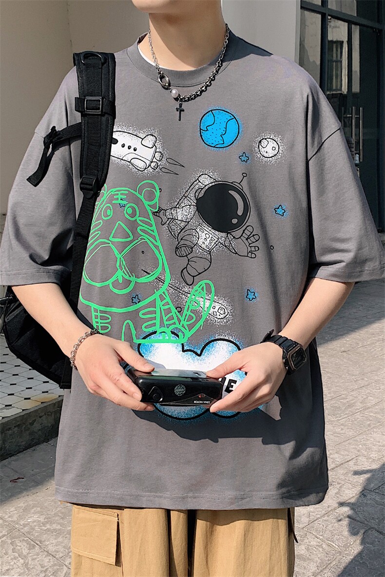 得物抖音40支双纱高品质运动半袖纯棉圆领短袖T恤男女T7200-P40,男装T恤,电商A441-1