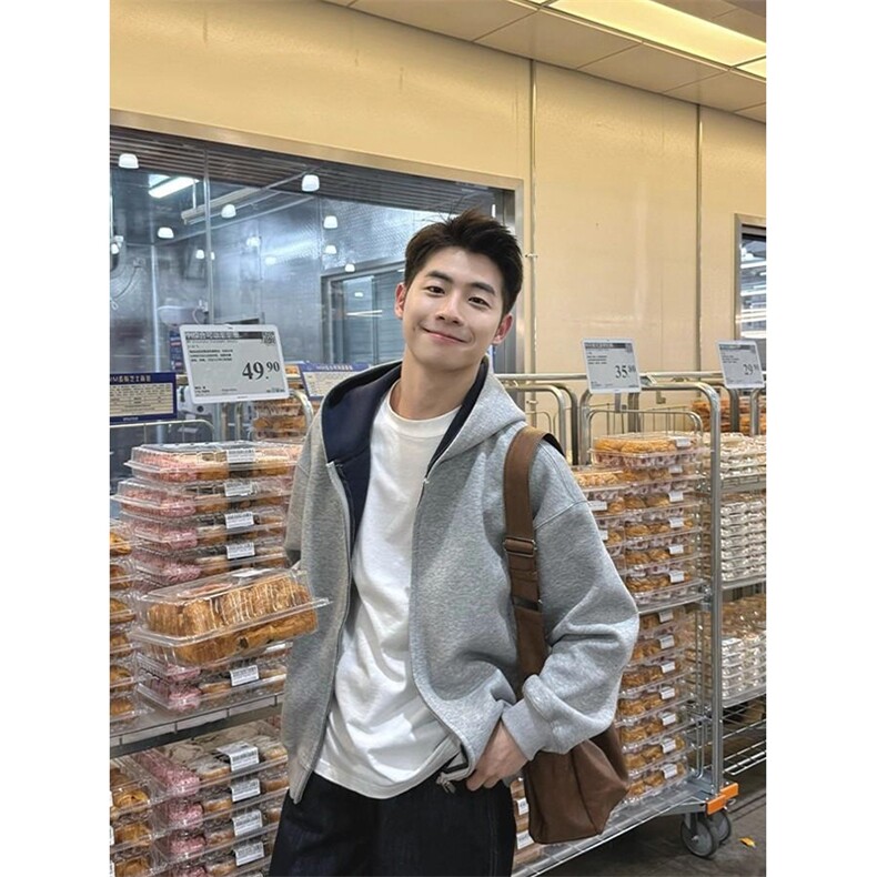 抖音得物高品质二开26春装美式重磅宽松结构双面连帽卫衣外套W68,女装短外套,电商A486-1