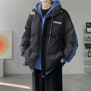 棉衣男冬季新款港风宽松假两件连帽棉服MF8587-P88(现货）图片