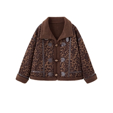 现货！2025冬季新款气质时尚时髦亮眼豹纹皮毛一体外套，女装羊羔毛/颗粒绒，魅影