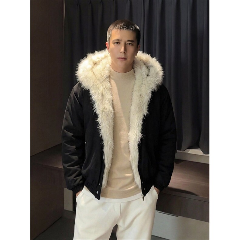 现货高品质美式高街冬季重磅硬挺短款座山雕毛领棉衣男女加厚外套，男装棉衣，电商A486