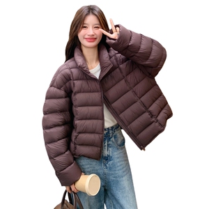 新标90白鸭绒纯色短款立领25冬季新款羽绒服2C215-P310-K380图片