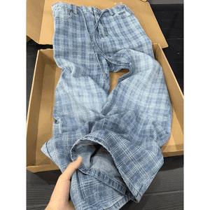 现货! 港风新款2025潮流百搭直筒宽松大码牛仔裤松紧腰NZ6158-P40图片