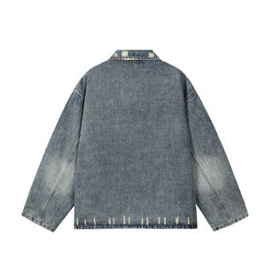 水洗牛仔外套男款春美式痞帅上衣服宽松休闲工装夹克JK1325-P90图片