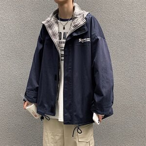 主推新款夹克假两件连帽百搭M外套G111图片
