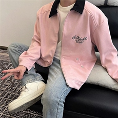 复古鹿皮绒外套男女秋冬款高街情侣工装夹克休闲polo领上衣-NT11，男装夹克，星座601-2