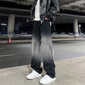 美式高街vibe风直筒长裤欧美痞帅男hiphop复古水洗牛仔裤图片
