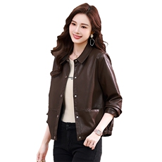 小皮衣外套女短款2025春秋新款高端休闲小个子上衣宽松机车服夹克，女装皮衣，姿萝菲