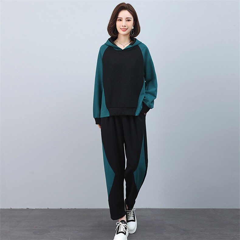 大码休闲运动套装女春秋季2025新款时尚高级感减龄卫衣搭配一整套,女装套装/套裙,叶笙衣