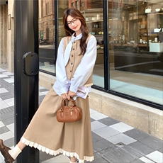 现货新款马甲半裙衬衫三件套2D035-25085P195K288，女装套装/套裙，2D035
