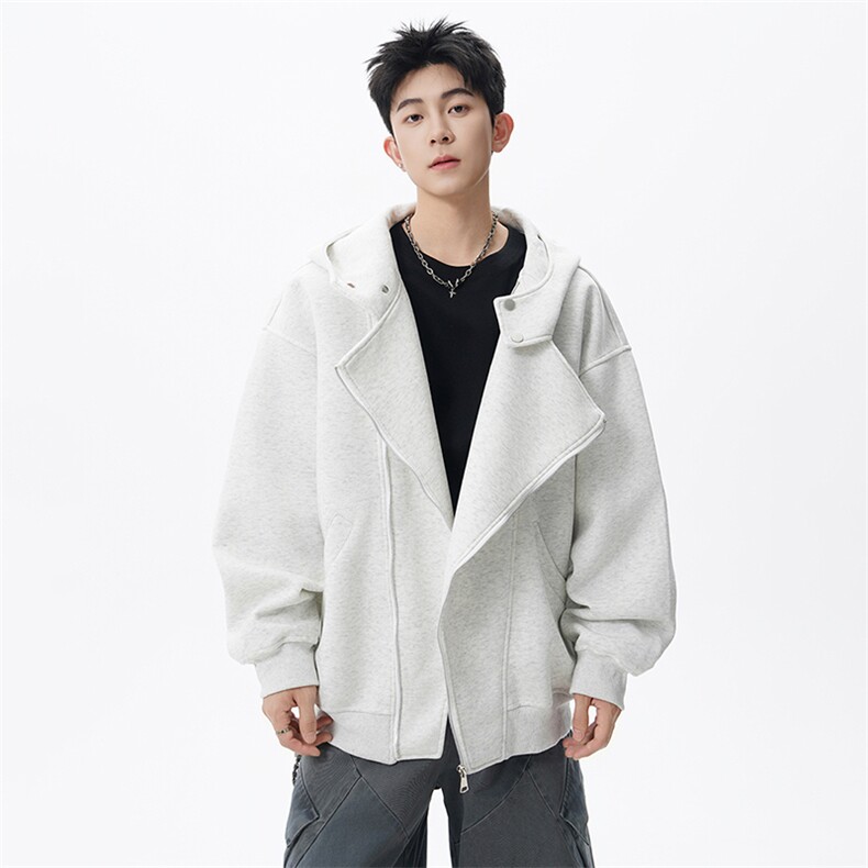 重磅420不规则连帽卫衣男宽松拉链长袖外套W023特P60，女装短外套，电商A073
