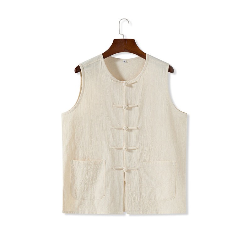 夏季风棉麻背心盘扣中式复古透气无袖马甲MK19-P35，男装背心/马甲，星座217-5