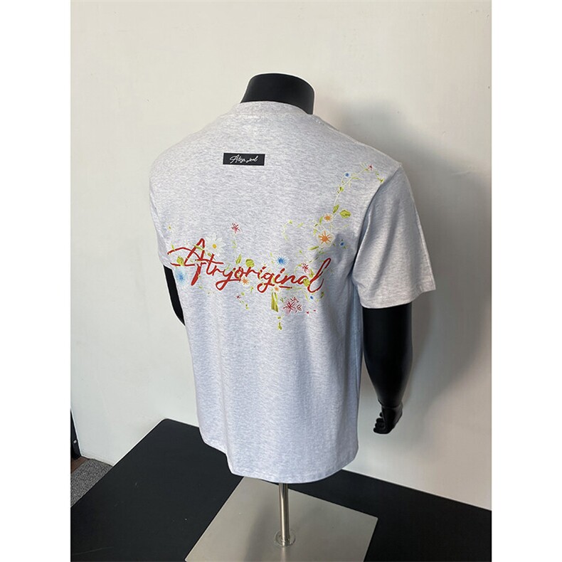 美式高街潮牌花卉刺绣短袖t恤女设计感上衣9026-P20，男装T恤，电商B380（原B361）