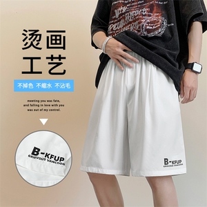 烫画工艺印花宽松百搭时尚休闲舒适冰丝五分短裤  DK507特批17图片