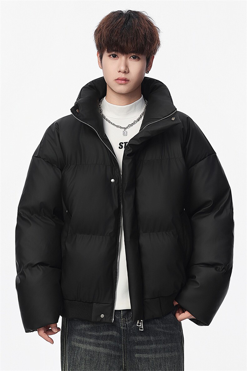 支持二开立领PU皮棉服男短款棉衣外套宽松面包服M810-P75,男装棉衣,电商A441