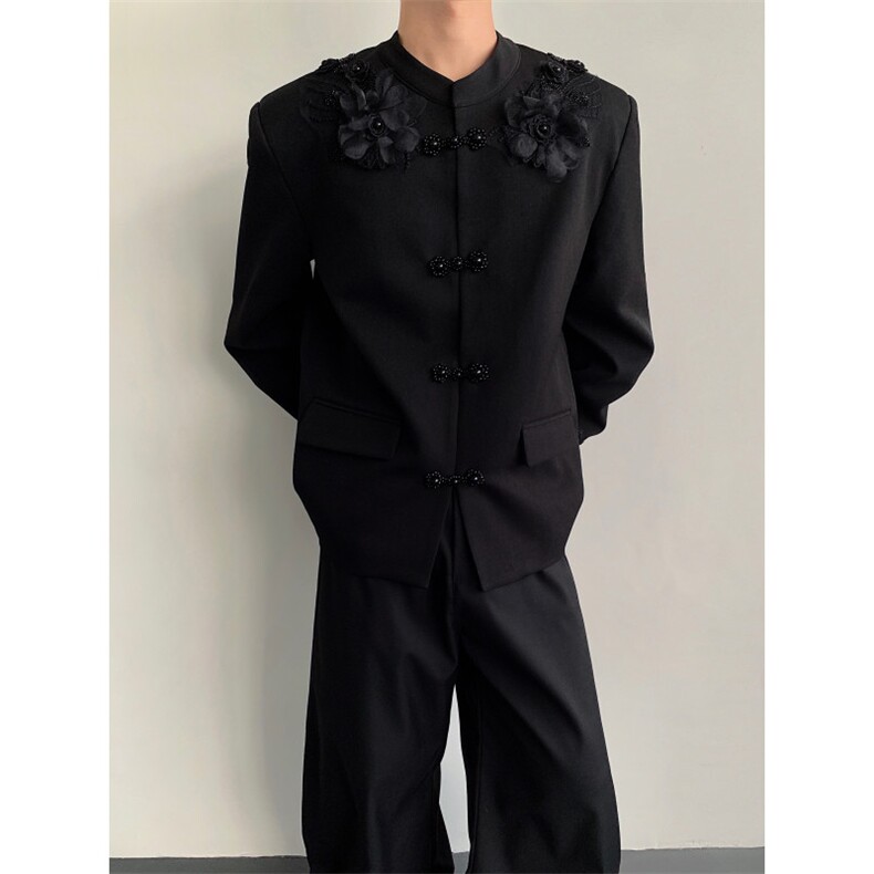 25秋冬新中式体力绣花钉珠礼服中山装西服外套XZ187-P158,男装西服,电商B288