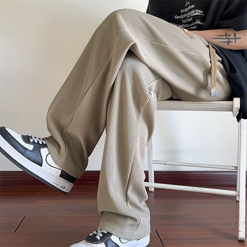 wassuphappy灯芯绒裤子男春秋季潮牌美式阔腿裤夏款运动休闲长裤，男装休闲裤，电商A001