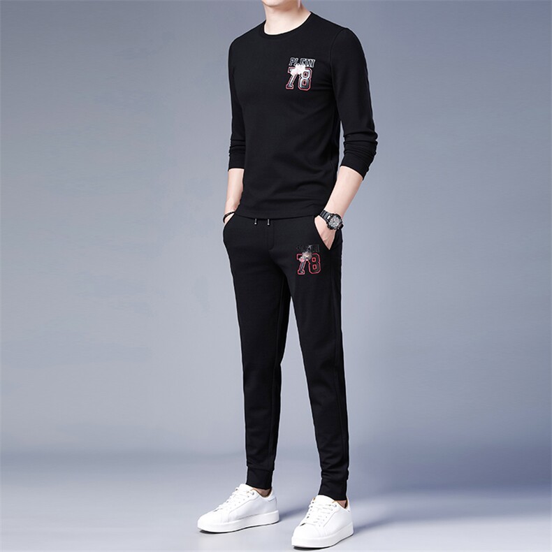 2023春秋季套装中年人爸爸装休闲两件套商务长袖圆领卫衣男上衣服,男装休闲套装,电商B212（原钱塘6029）
