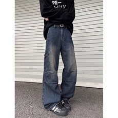 大口袋工装牛仔裤男春秋季青少年伞兵休闲裤宽松阔腿长裤N1126，男装休闲裤，星座1116A-1（原606A）