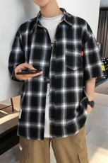 男士港风格子休闲短袖衬衫夏季大码日系款号C741P30【特价】，男装衬衫，电商A007