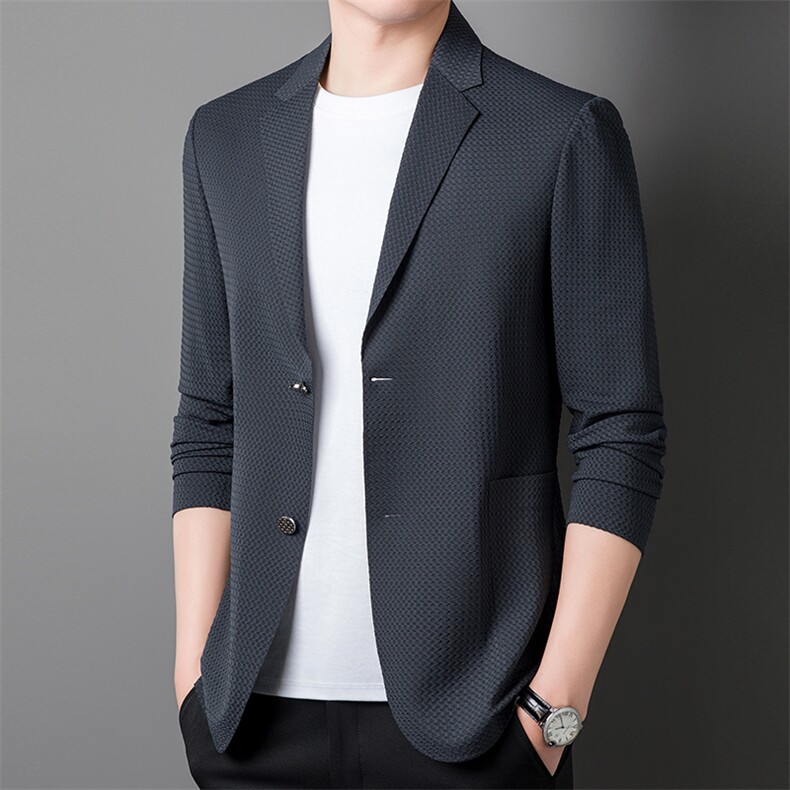 2026夏季新款男士春夏季华夫格西服外套宽松休闲无痕百搭西装外套,男装西服套装,电商B212（原钱塘6029）