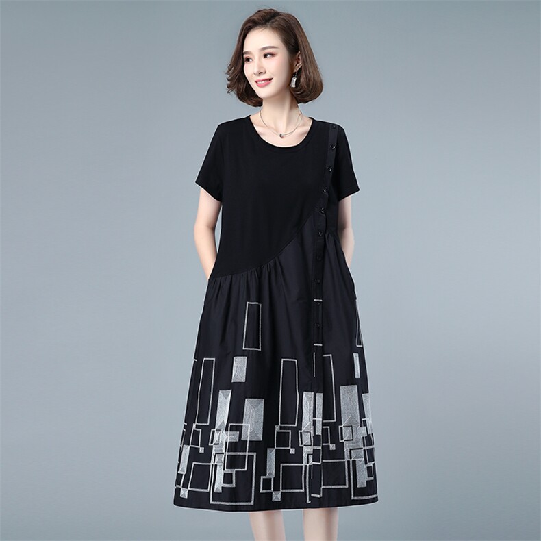 连衣裙2021年夏季减龄显瘦收腰潮流韩版短袖,女装连衣裙,悦见她