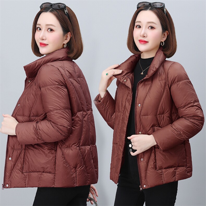 时尚休闲女士立领羽绒棉服女2025冬季新款洋气宽松小个子棉袄外套,女装棉衣/棉服,木橙西子