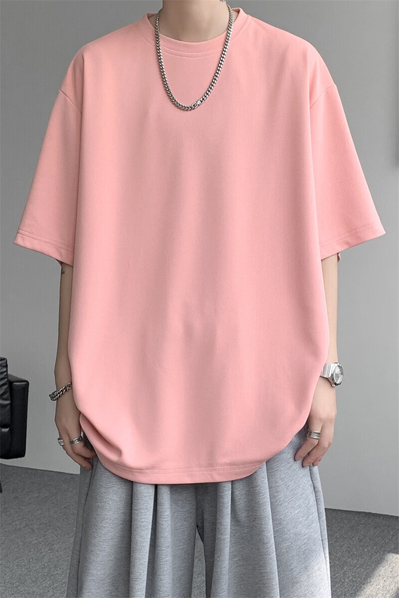 8XL-M高品质重磅棉光版纯色短袖T恤百搭款半截袖五分袖DX332特P23,男装T恤,电商D206-1