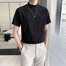 盗图韩版小高领打底衫短袖tee立领体恤M33/P20特控45，男装T恤，电商A243