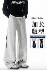 190加长高个子三条杠运动裤男直筒阔腿宽松百搭休闲卫裤KZ077P55，男装休闲裤，电商B312