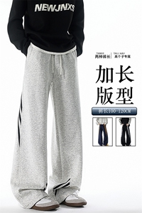 190加长高个子三条杠运动裤男直筒阔腿宽松百搭休闲卫裤KZ077P55图片