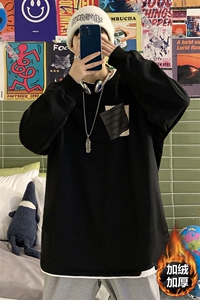 7XL-M现货 港风加绒卫衣男2023冬季新款加绒加厚宽松加肥加大码图片