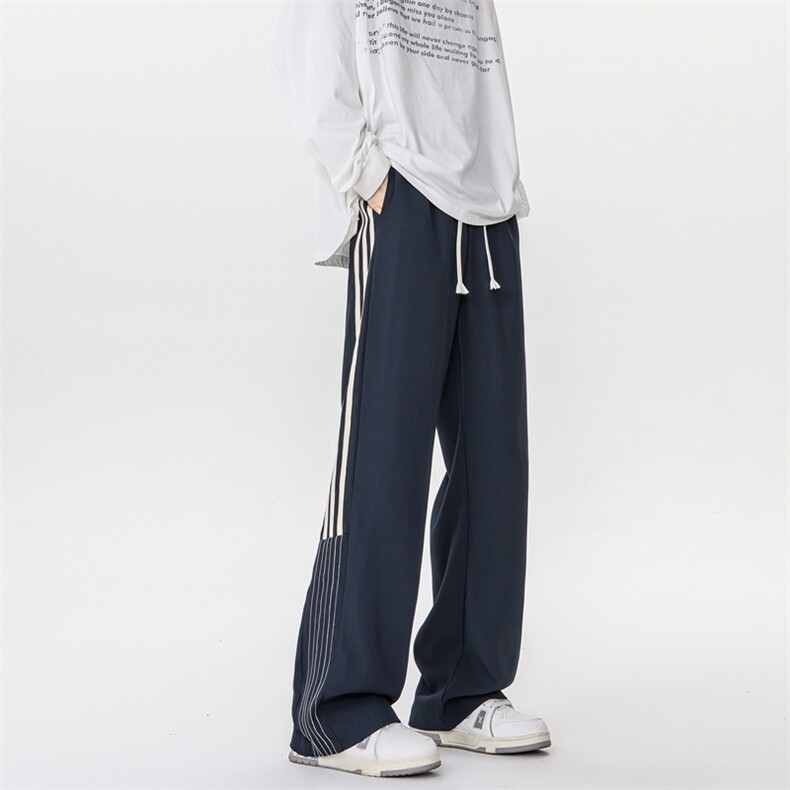 8XL-M三条杠运动裤大码直筒长裤美式街头阔腿裤休闲卫裤KZ1905P58,男装休闲裤,电商B238