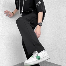 现货高街不规则纽扣裤脚设计感休闲长裤男直筒开叉西裤KK02-P45，男装西裤，星座205