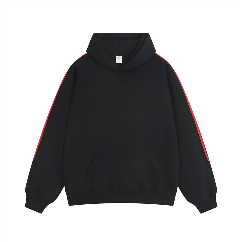 三条杠织带宽松连帽潮牌卫衣加绒D328-WY699-P50特65棉35聚酯纤维,男装卫衣,电商D328