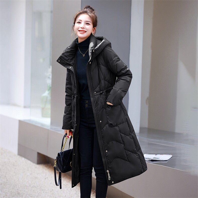 2023新款现货90白鸭绒羽绒服女连帽面包服时尚宽松保暖外套,女装羽绒服,卡杰菲