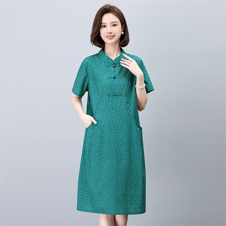 中老年妈妈高贵连衣裙女2025夏季新款大码显瘦遮肚子高端大气裙子,女装连衣裙,依恋蒂丝
