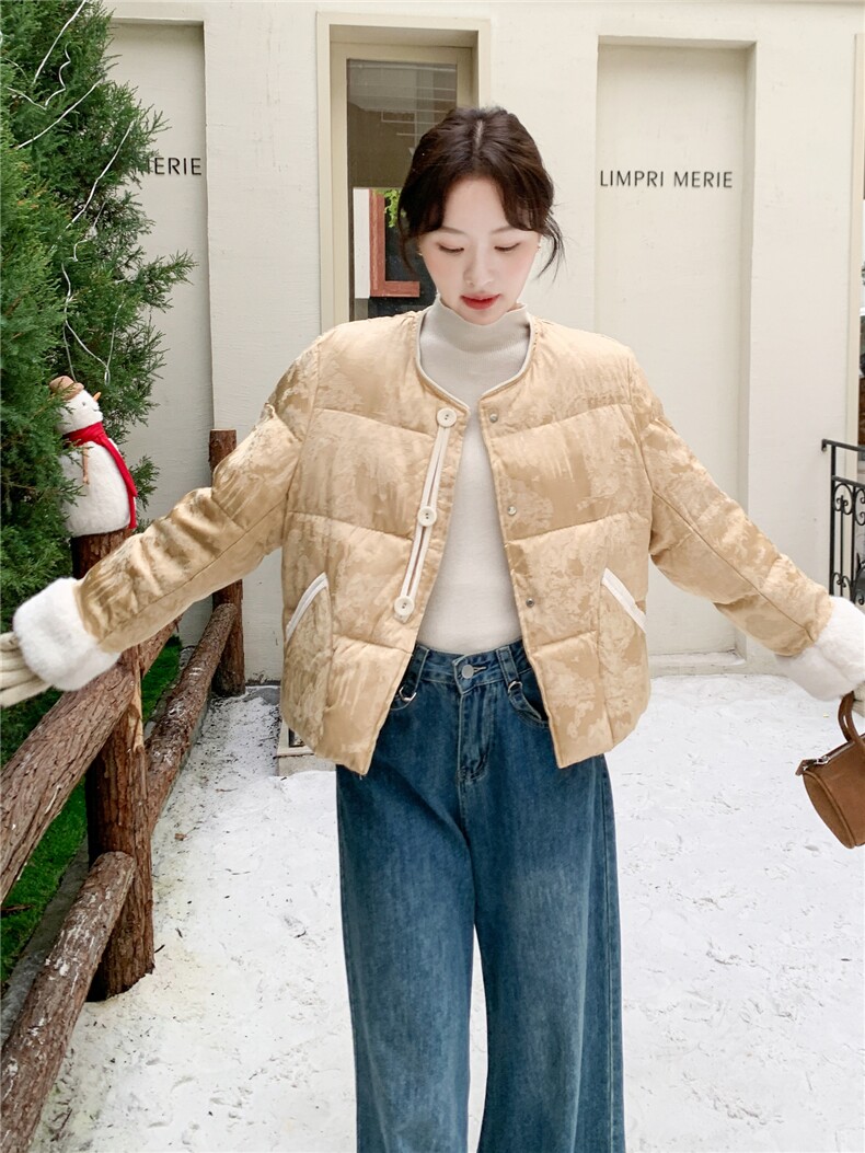 2025年冬季新中式羽绒服短款50白鸭绒RF2C290-6898#-P295-K399,女装羽绒服,蝶眷