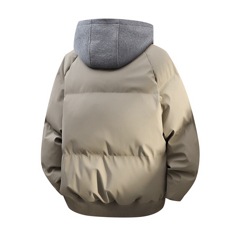 现货高品质重磅工艺美式高街假两件PU皮棉衣男女加厚棉服外套,男装棉衣,电商A486-1