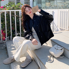 高级感黑色皮衣外套女2025年秋季新款复古设计感宽松短款夹克上衣，女装皮衣，2C198