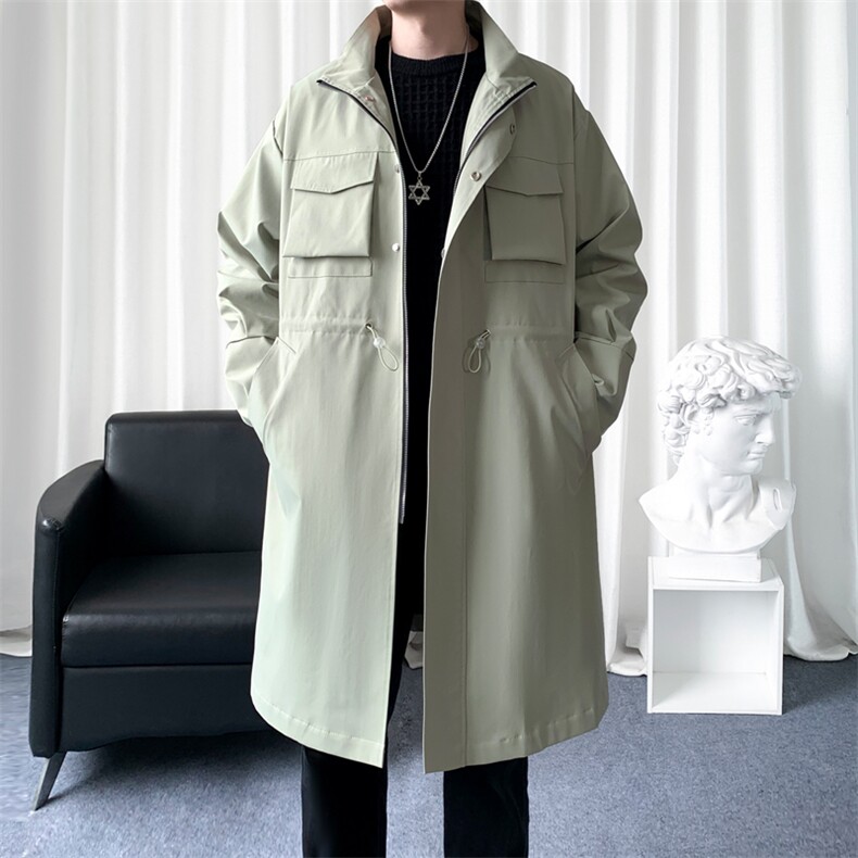 精品大货】风衣男大衣男中长款冲锋衣男立领F389-P105爆景B，男装风衣，星座401