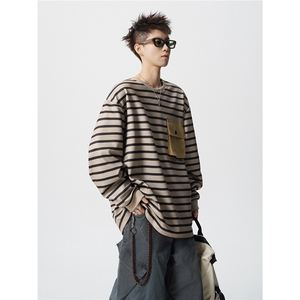 TWY19特P45控88圆领条纹polo圆领情侣卫衣宽松外套男100聚酯图片