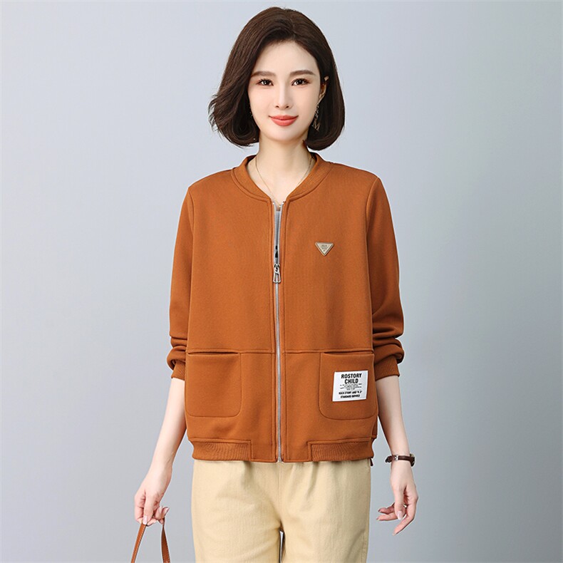 （新款长期有货）妈妈秋装外套宽松休闲开衫棒球服卫衣2024上衣,女装短外套,忆绮罗