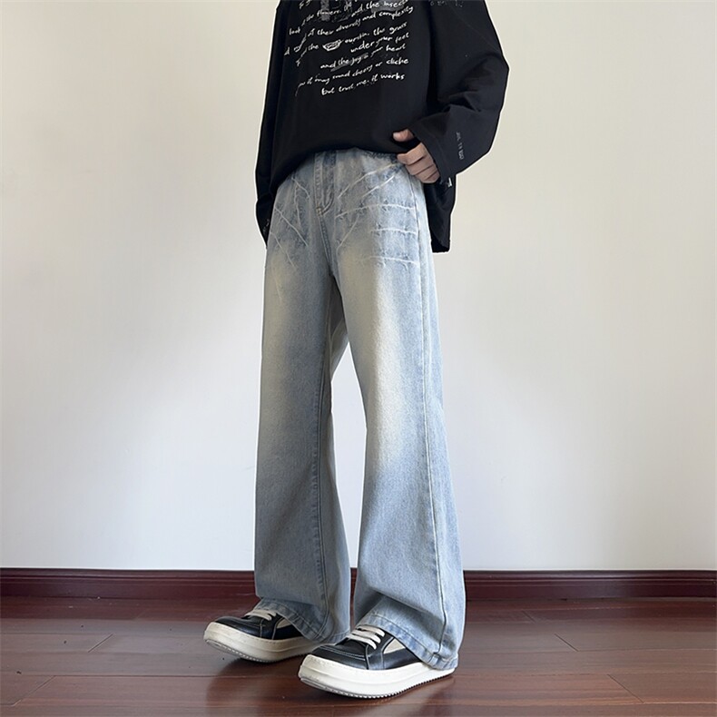 2025秋季新款美式高街水洗做旧vibe微喇牛仔裤B315-K138-p55控78,男装牛仔裤,电商B315