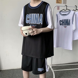 运动休闲套装男夏季宽松假两件短袖短裤两件套潮流篮球服TZ03-P40图片