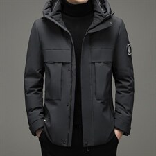 2023冬新款纯色羽绒服男连帽中年男士休闲爸爸装外套YYYR005-P300，男装羽绒服，电商B212（原钱塘6029）