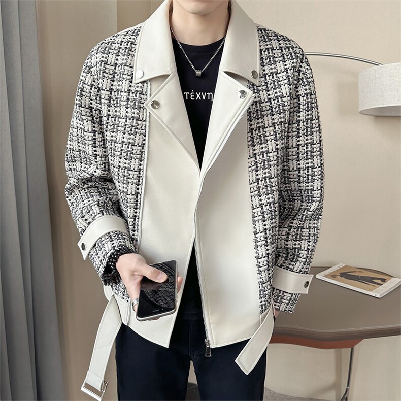 店主风~秋季小香风拼接机车服夹克外套K530/P125,男装夹克,电商B331