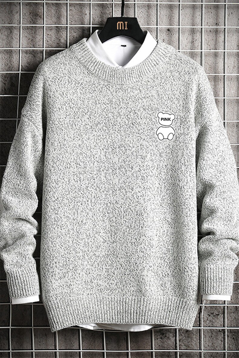 加厚加绒毛衣男大码毛线衣男针织衫M19292-P45加绒款-P65网格,男装针织衫/毛衣,电商A040A
