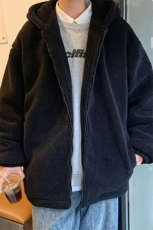 M9017P98港风外景休闲连帽纯色百搭羊羔毛外套学生棉衣情侣冬，男装棉衣，电商A026-1